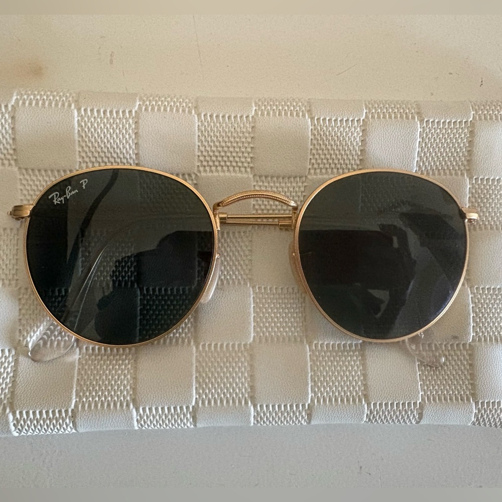 Ray-Ban Gold and Black Round Sunglasses